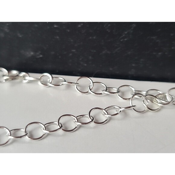 Italian 925 Sterling Hammered Silver Open Heart Charm Chain Bracelet Vintage - Picture 6 of 10